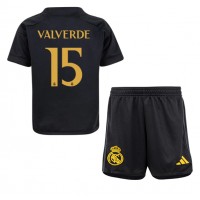 Billiga Real Madrid Federico Valverde #15 Barnkläder Tredje fotbollskläder till baby 2023-24 Kortärmad (+ Korta byxor)